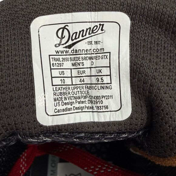 NEW Danner Men\'s Trail 2650 Gore-Tex Suede Hiking Shoes Brown/Red GTX Size 10 main image 6